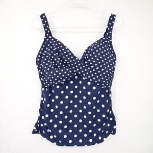 Lands' End Navy Polka Dot Swim Top